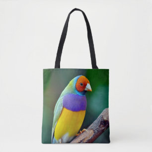Colorful gouldian finch tote bag