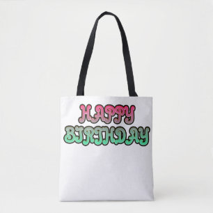 Colorful Gradient Happy Birthday Typography Tote Bag