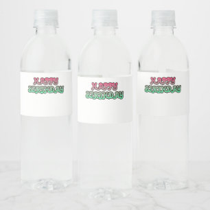 Colorful Gradient Happy Birthday Typography Water Bottle Label