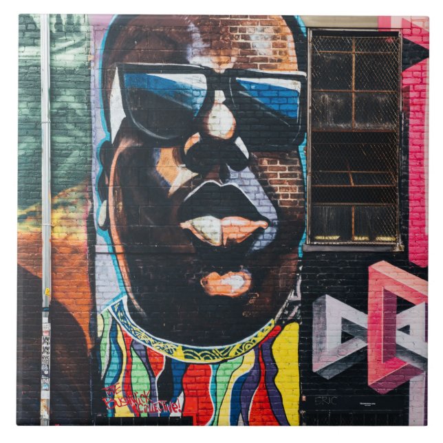 Colorful Graffiti African American Tile (Front)