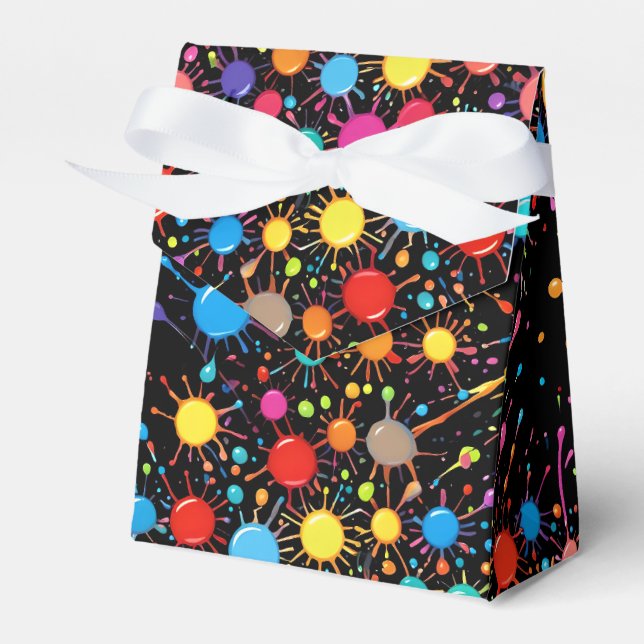 Colorful Graffiti Style Paint Splash Favor Box (Front Side)