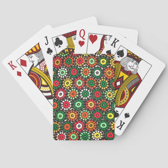 Colorful Granny Circles Crochet Pattern Playing Cards (Back)