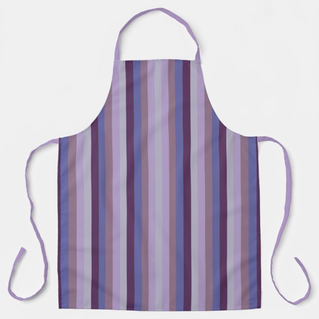 Colorful Grape Lavender Magenta Blue Purple Stripe Apron (Front)