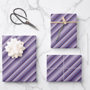 Colorful Grape Lavender Magenta Blue Purple Stripe Wrapping Paper Sheet