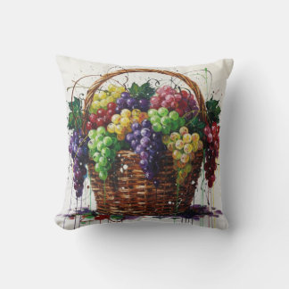 Colorful Grapes Basket Throw Pillow