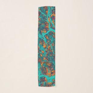 Colorful green and orange trees scarf
