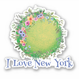 Colorful Green Earth I Love Sticker New York