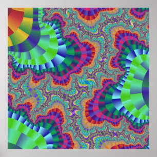Colorful Green, Pink and Orange Fractal Poster