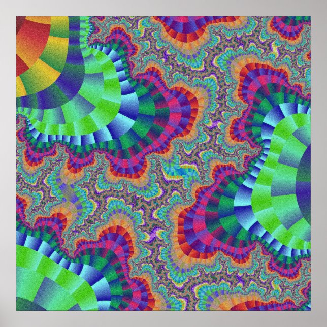 Colorful Green, Pink and Orange Fractal Poster (Front)