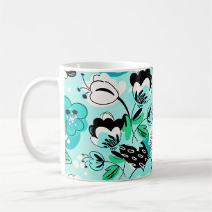 Colorful Green Splashy Oversized Abstract Floral Coffee Mug