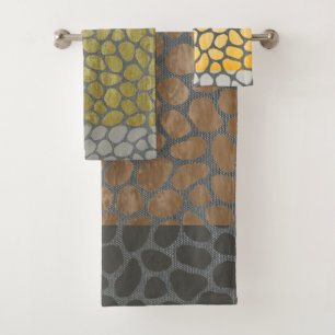 Colorful Grey Screen Pebbles Bath Towel Set