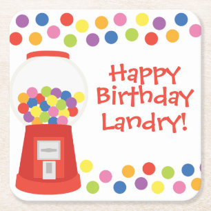 Colorful Gumballs Personalized Paper Coasters