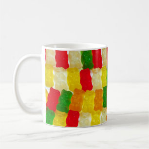 Colorful gummi bear candy coffee mug