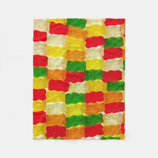 Colorful gummi bear candy fleece blanket (Front)
