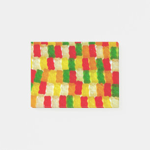 Colorful gummi bear candy post-it notes