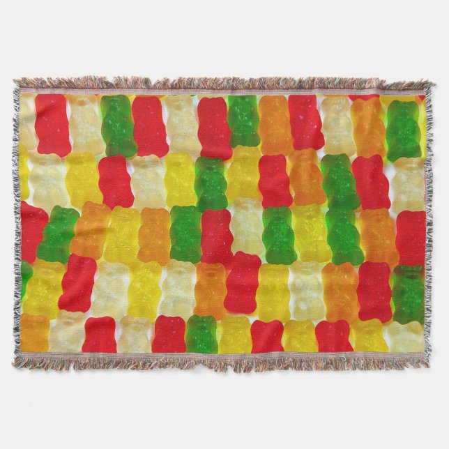 Colorful gummi bear candy throw blanket (Front)