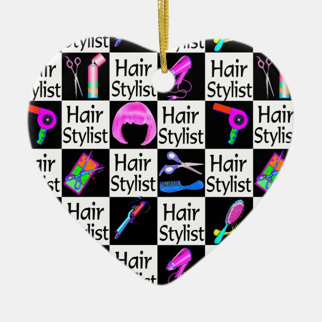 COLORFUL HAIR STYLIST CHRISTMAS ORNAMENT (Front)