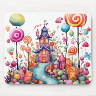 COLORFUL HALLOWEEN CANDY HOUSE MOUSE PAD