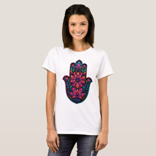 Colorful Hamsa Hand with Floral Mandala – Boho Spi T-Shirt