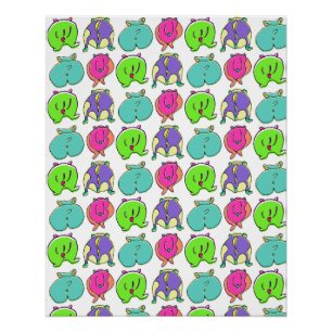 Colorful Hamster Butts Pattern Poster