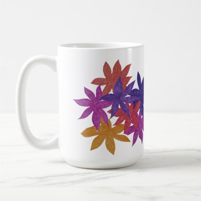 Colorful Hand-drawn Flower Coffee Mug (Left)