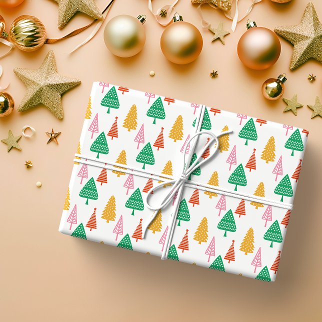 Colorful Hand Drawn Holiday Trees Wrapping Paper (Creator Uploaded)
