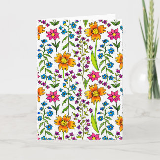 Colorful Hand-Drawn Wildflower Pattern Greeting Card