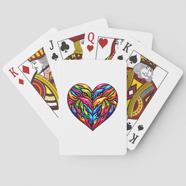 Colorful Hands Unity Heart - Inclusivity Art Playing Cards (Back)