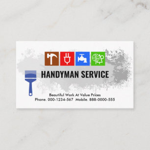 Colorful Handyman Tools Paint Splatter Business Card