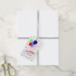 Colorful Happy 60th Birthday Balloons Gift Tags