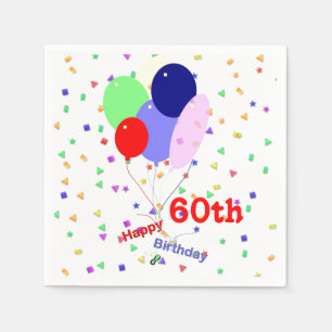 Colorful Happy 60th Birthday Balloons Napkin