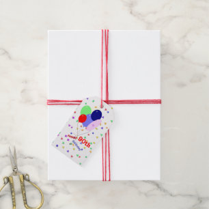 Colorful Happy 90th Birthday Balloons Gift Tags