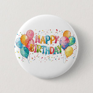 Colorful Happy Birthday 2 Inch Round Button