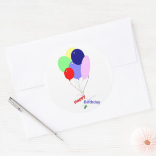 Colorful Happy Birthday Balloons Classic Round Sticker