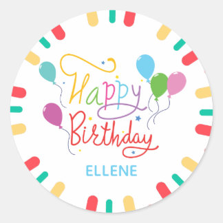 Colorful Happy Birthday Classic Round sticker