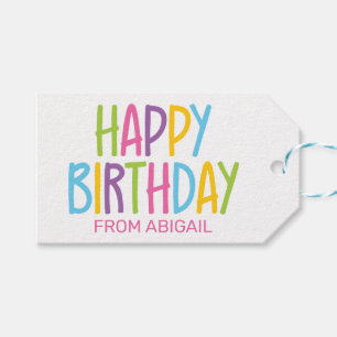 Colorful Happy Birthday Personalized Gift Tags