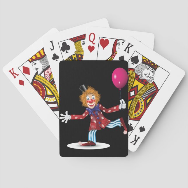 Colorful Happy Clown with Balloon Fun Circus  Playing Cards (Back)