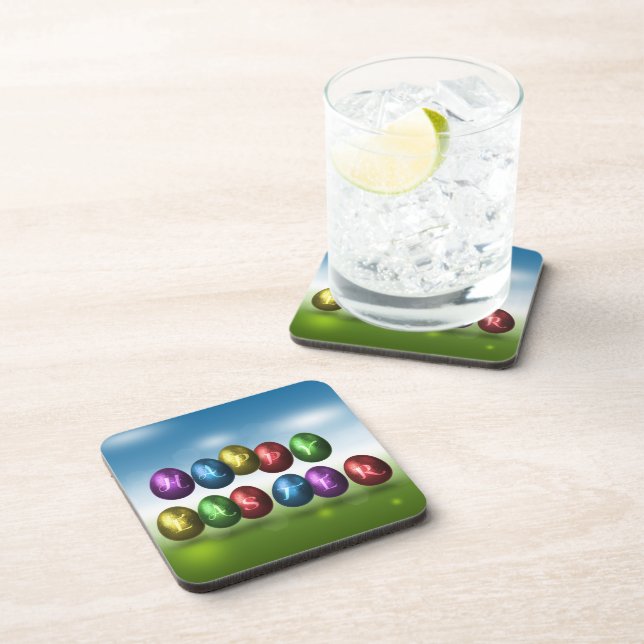 Colorful Happy Easter Eggs Coaster (Right Side)