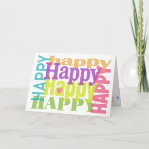 Colorful Happy Happy Birthday Typography Card
