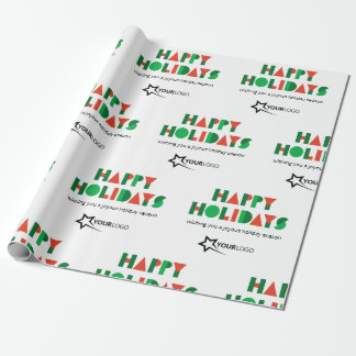 Colorful Happy Holidays Custom Logo Business Wrapping Paper