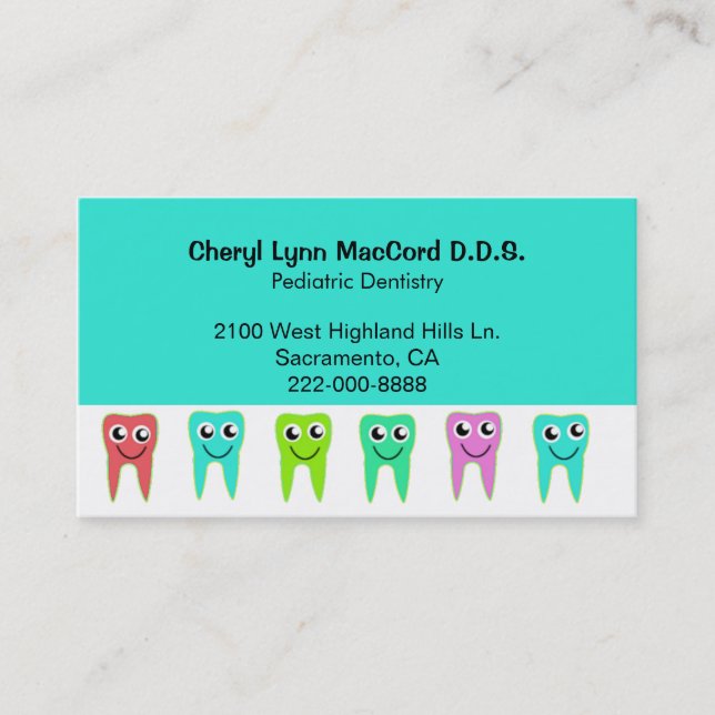 Colorful Happy Teeth Personnalisé Dentist Carte de (Devant)