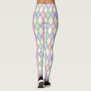 Colorful Harlequin Diamond Check Pattern Leggings