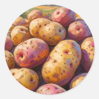 Colorful Harvest Potatoes  Classic Round Sticker