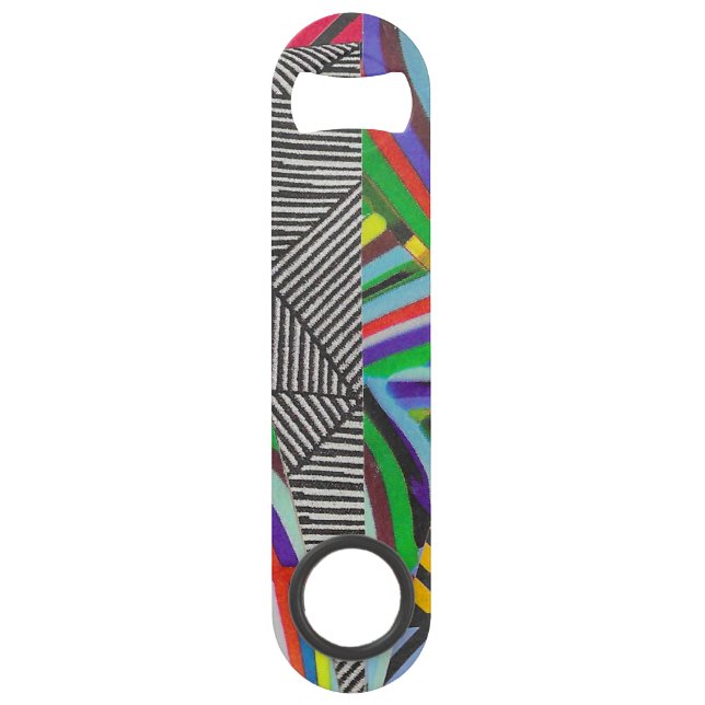 colorful hatches and herringbone collage  bar key (Front)