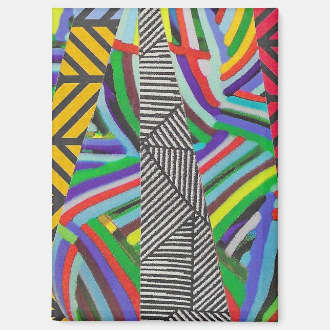colorful hatches and herringbone collage  magnet (Front)
