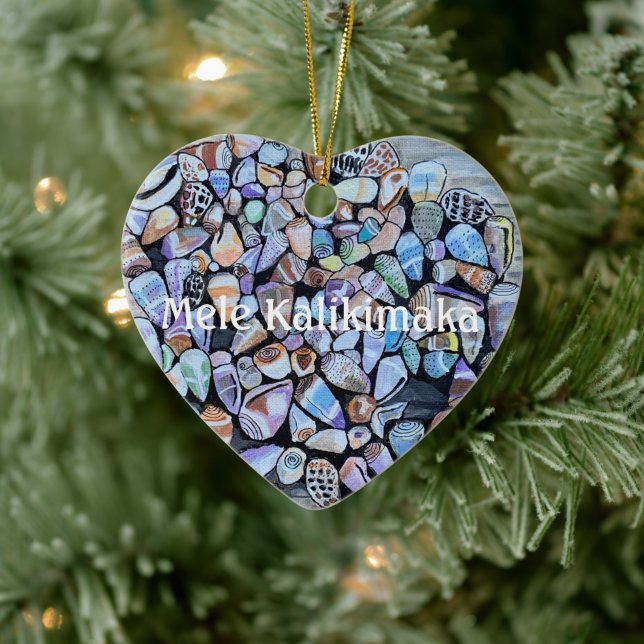 Colorful Hawaiian Sea Shells - Mele Kalikimaka Ceramic Ornament (Tree)