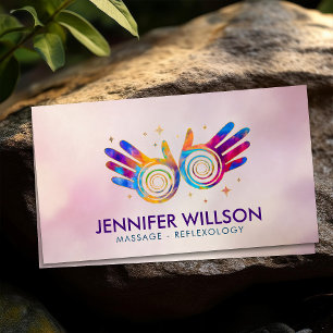 Colorful Healing Hands Energy Spiral Appointment  Business Card