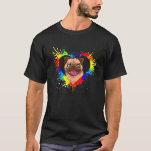 Colorful Heart Baby Pug Dog Love-R Dad Mom, Boy Gi T-Shirt