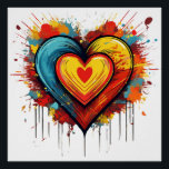 Colorful Heart Explosion Bold and Playful Pop Art Poster<br><div class="desc">Add a splash of color and energy with this bold heart explosion design. Ideal for fans of dynamic, playful, and retro pop art styles, bringing a vibrant and fun touch to your items.</div>