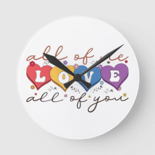 Colorful Heart Love Quote Round Clock